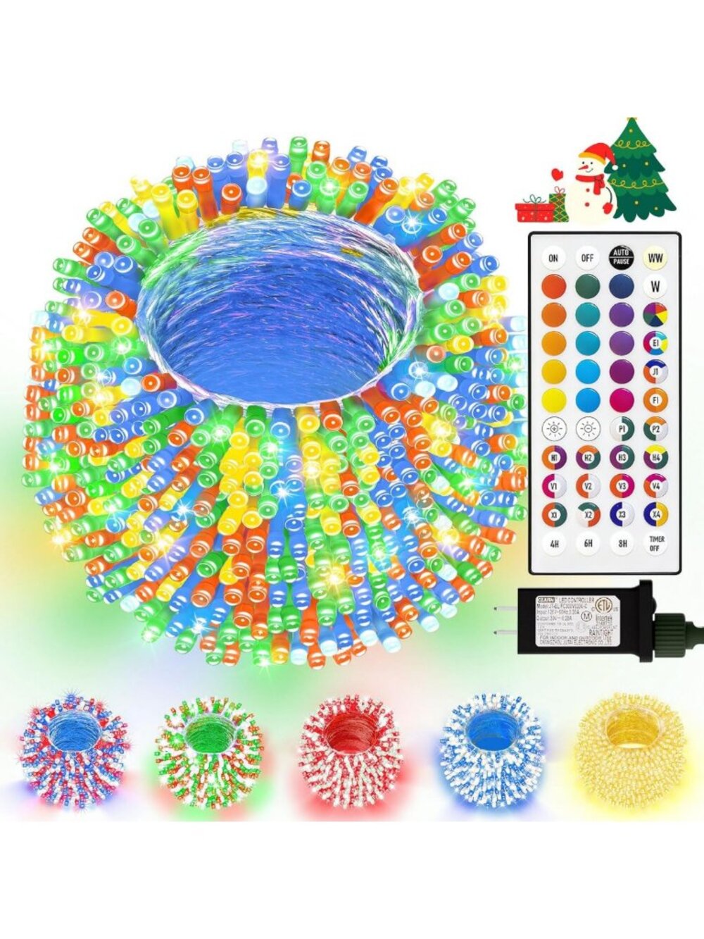 Color Changing Christmas String Lights, 164Ft, 500 LED, Remote Control
